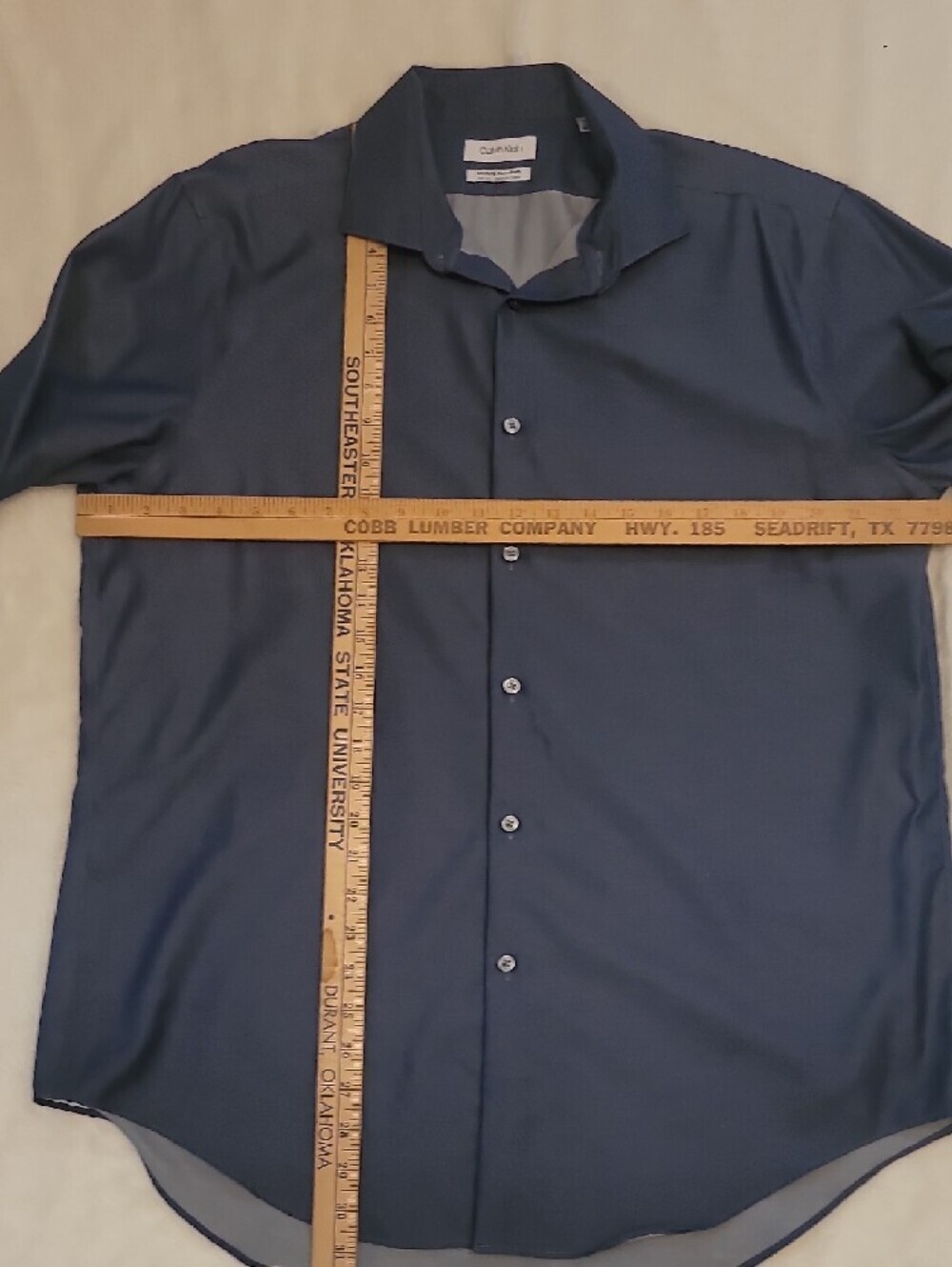 Calvin Klein Men's Navy Blue Dress Shirt - Long Sleeve - Picture 5 of 5